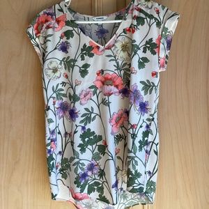 Colorful, silky floral top